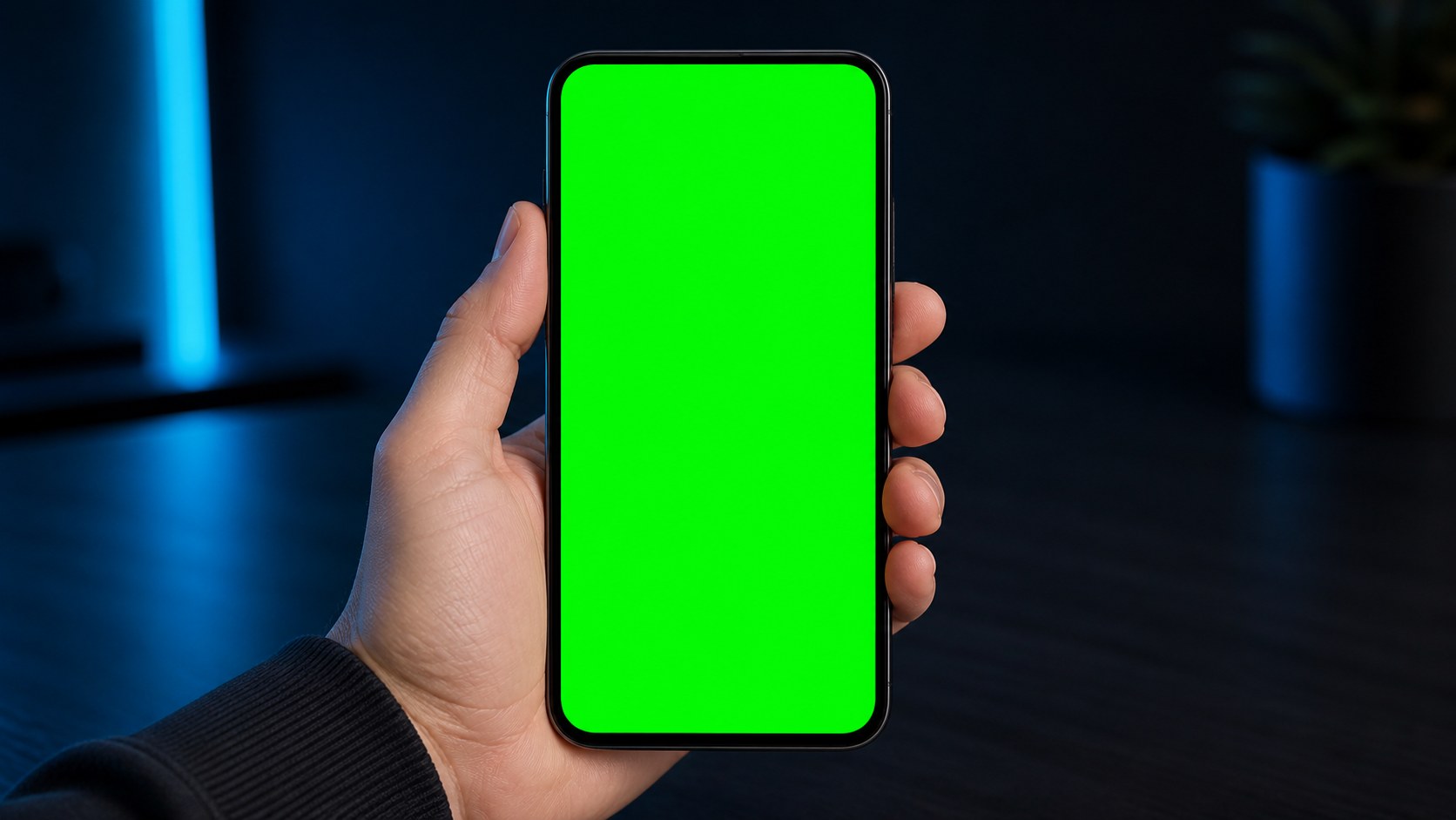 A hand holding a portrait phone for a protected poem demonstration