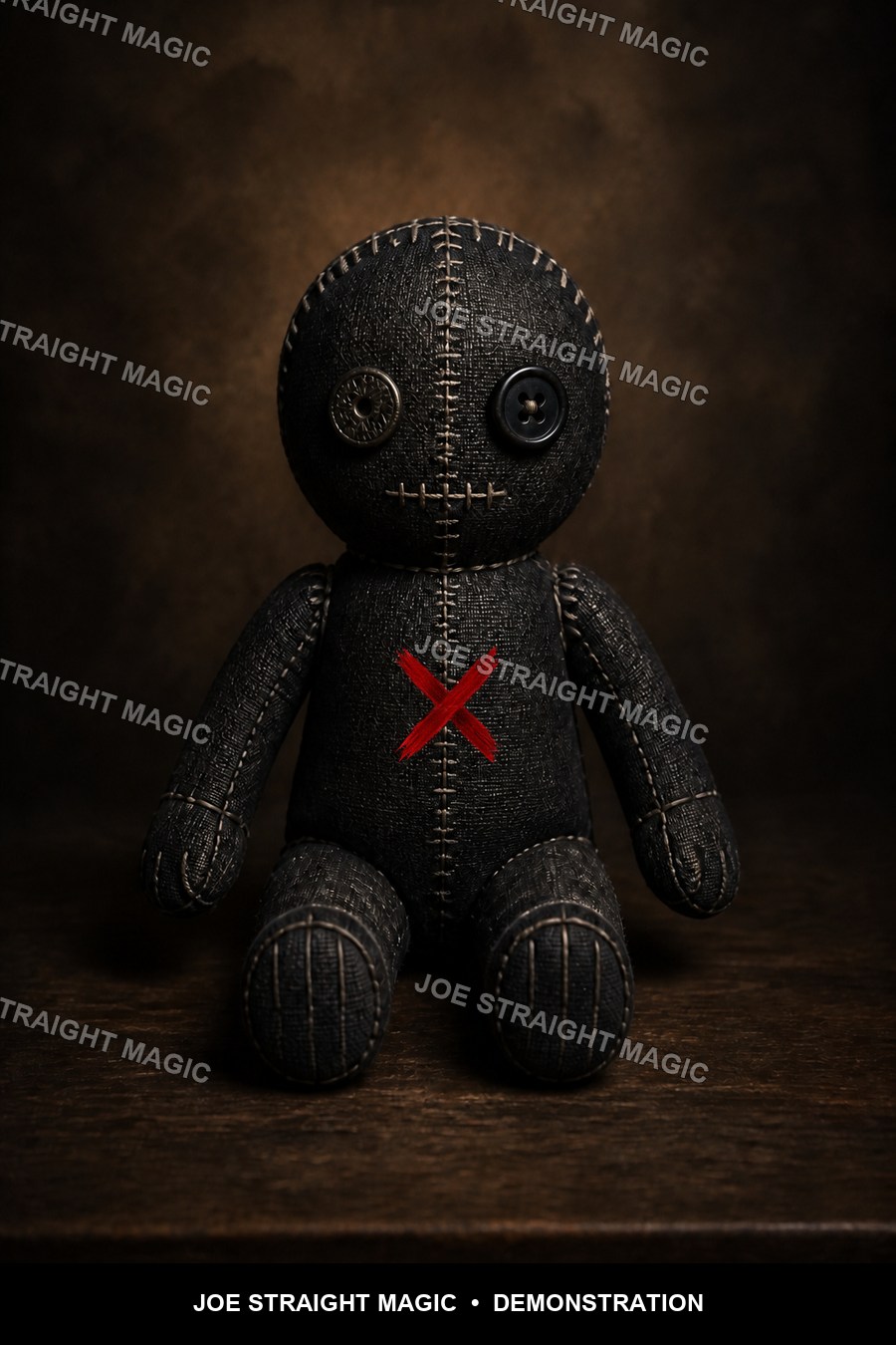 Protected Black Stitched poppet marked at the chest