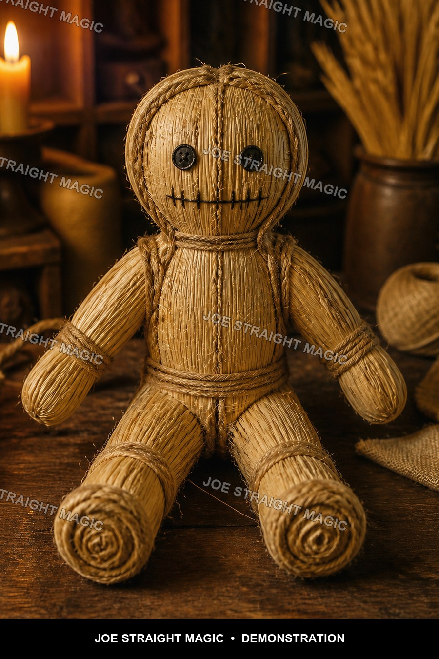 Protected unmarked Straw and Twine poppet