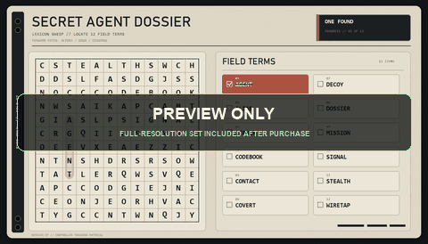 Secret agent word search image